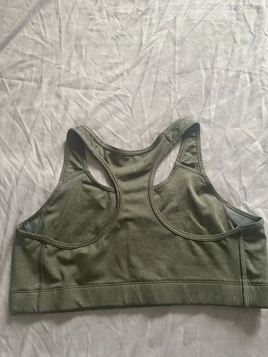 Nike Grey Racerback Dri-FIT Sports Bra with Black Swoosh - Picture 3 of 3